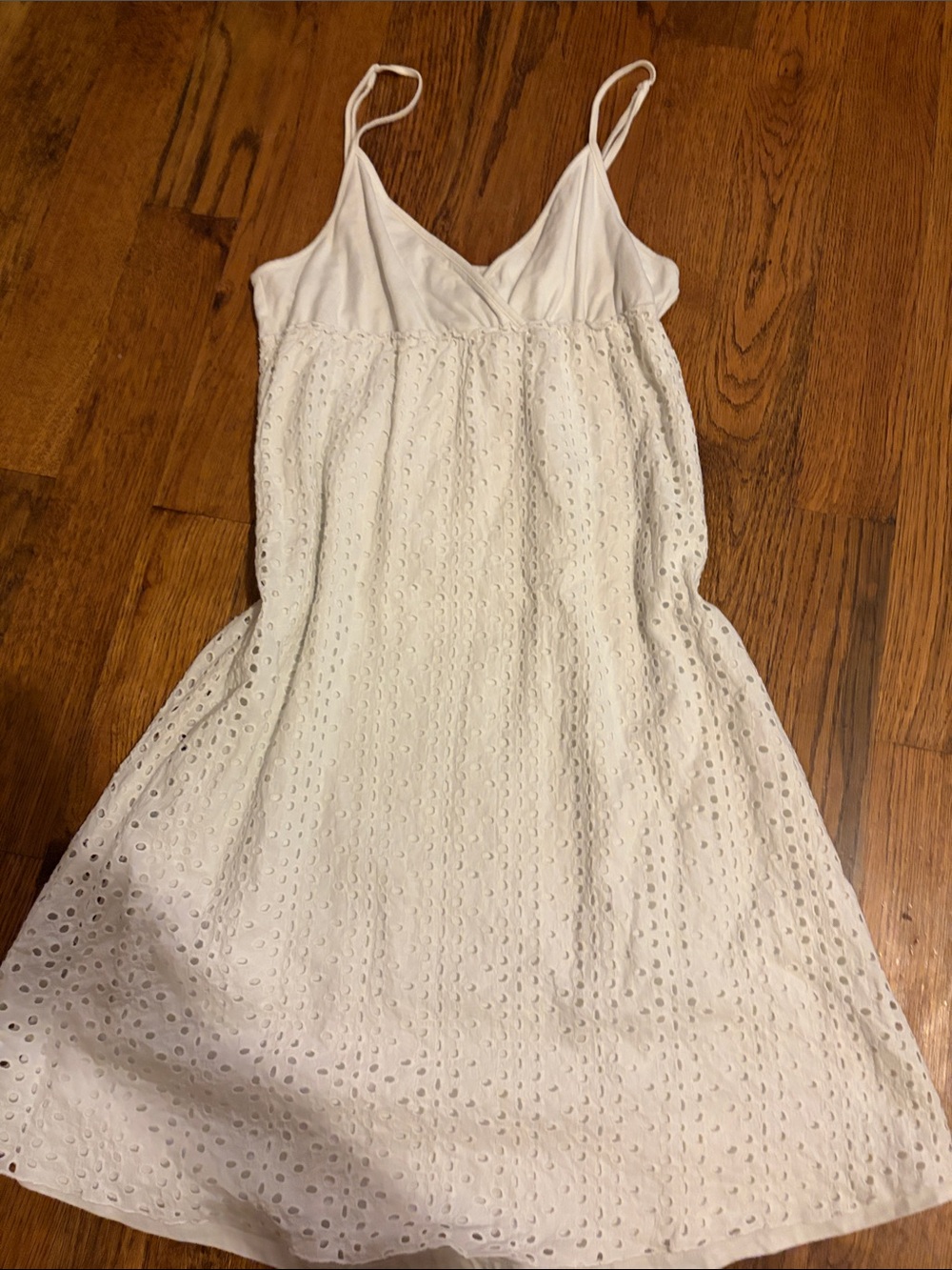 Roxy White Eyelet Midi Spaghetti Strap Dress